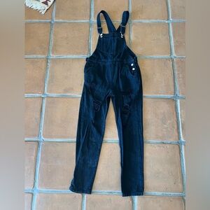 Black Pant Overalls w Rips on Pants
